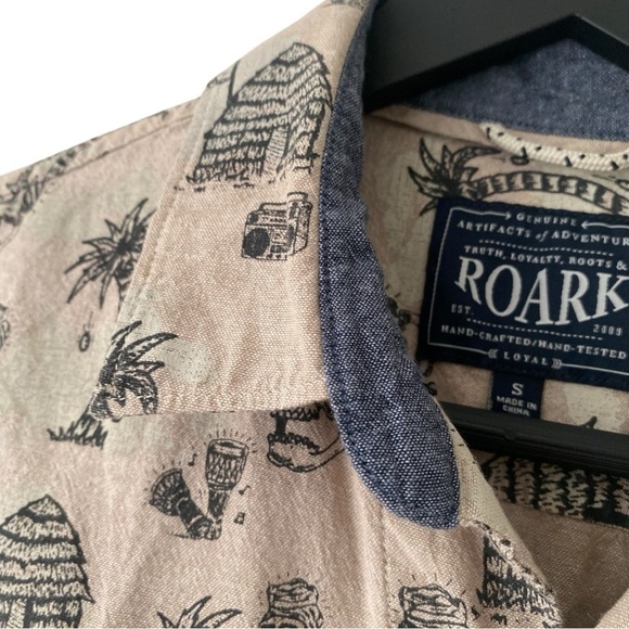 Roark Mens  Ivory Skull Tiki Hut Button-Up Shirt I Size: S - Picture 5 of 8